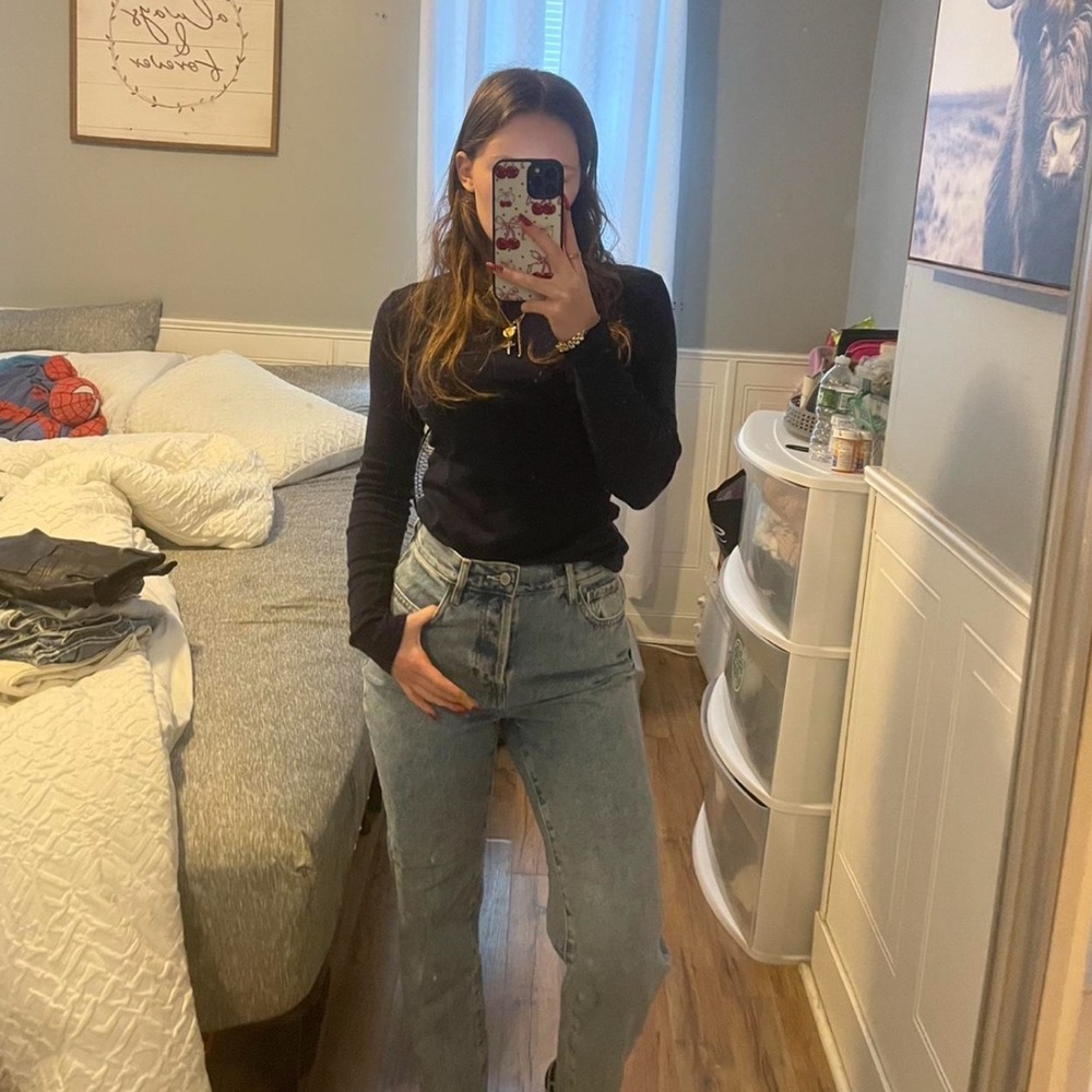 High waisted straight leg blue jeans from Pacsun